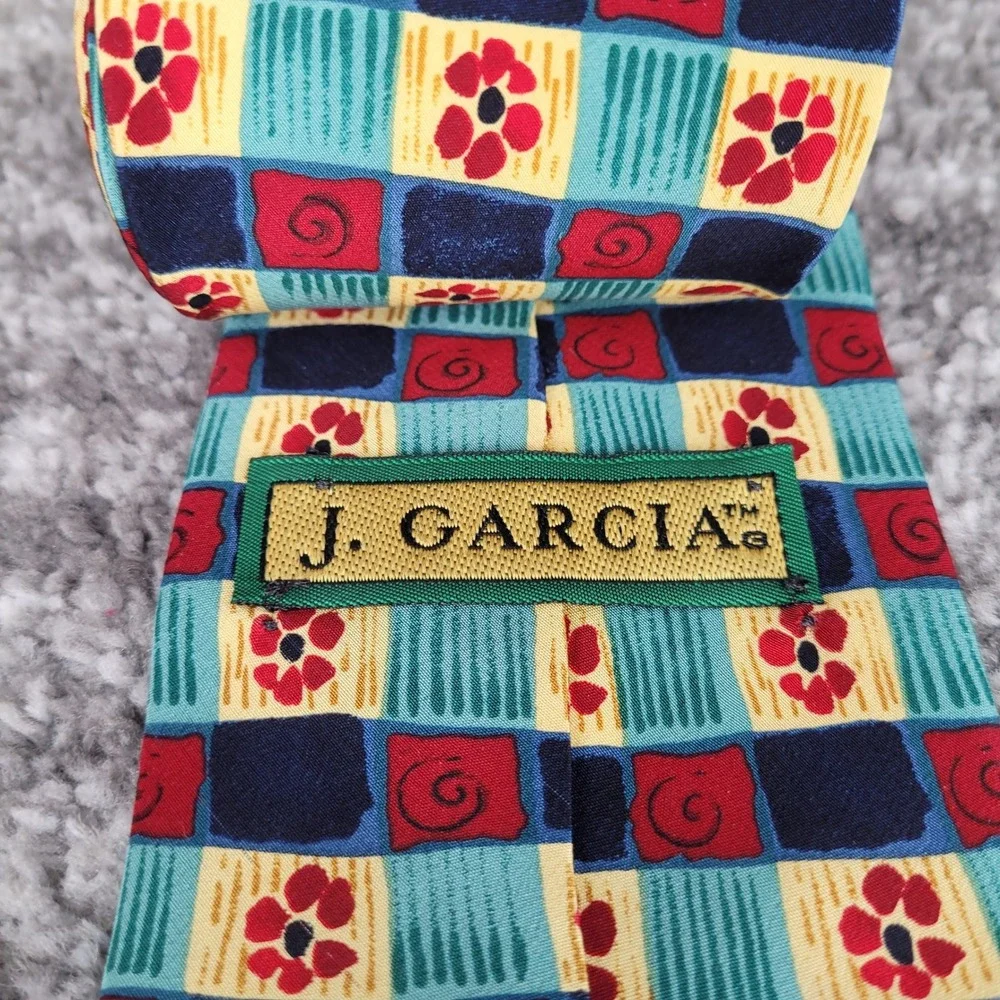 J Garcia Mens Silk Tie Snail Garden Collection Nine Abstract Floral‎ Geometric